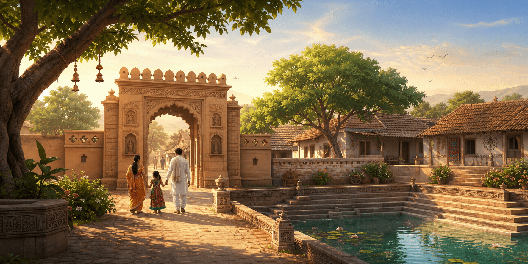 Gujarati village heritage scene